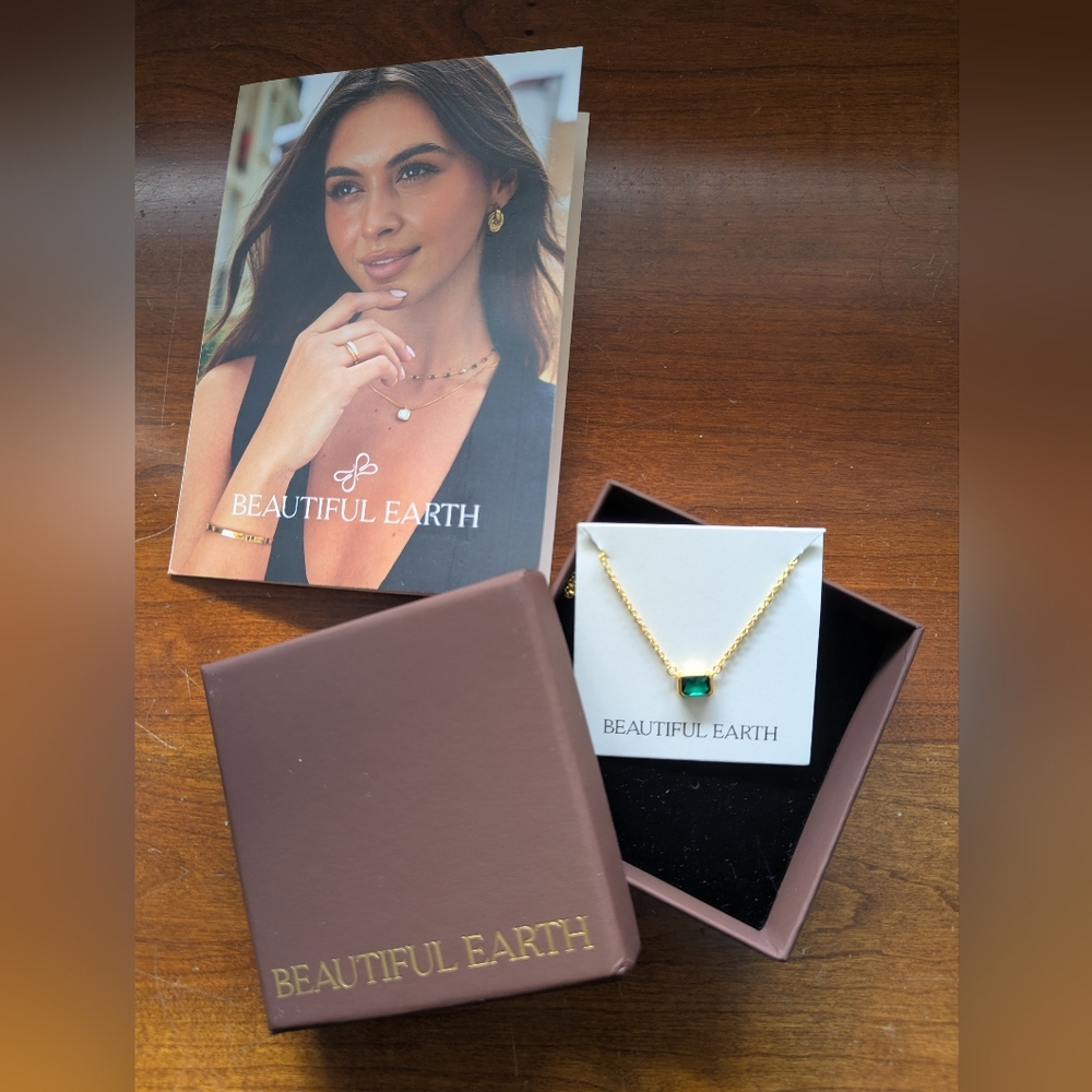 18k Gold-plated Waterproof Necklace, 💚 Crystal Baggett, BEAUTIFUL EARTH